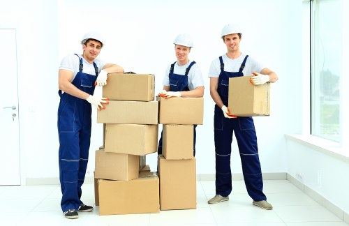 Removal team preparing a Docklands apartment move